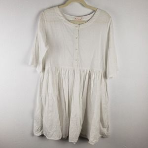 Mei Le Chuan Shuo Women's Size XXL Babydoll Dress Ivory White Swiss Dot Praire